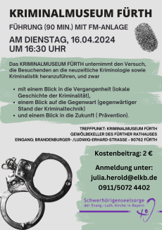 Flyer: Museumsbesuch inkl. Führung im Kriminalmuseum Fürth 